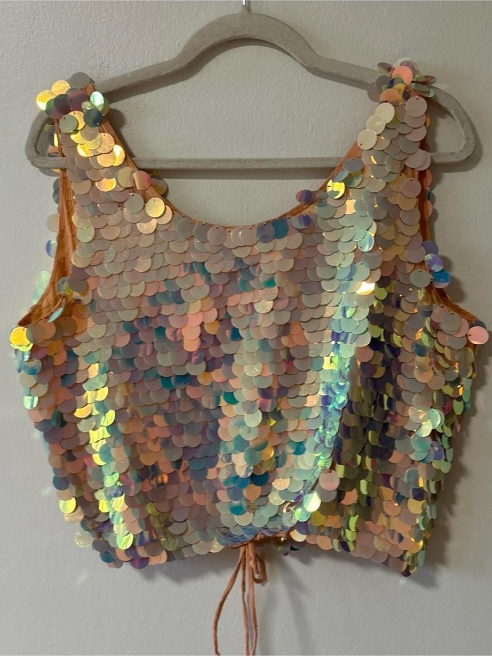 Rosa Bloom Iridescent Sequin hidden button Tank Top